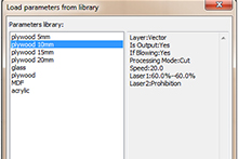 laser engraver Parameter library
