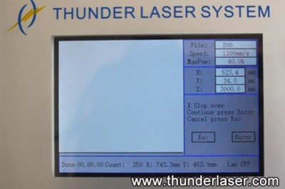 Alarm message of LCD panel—Frame/X/Y Slop  over