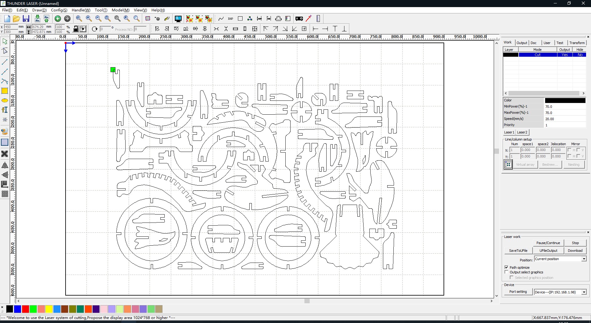 laser cutter setting