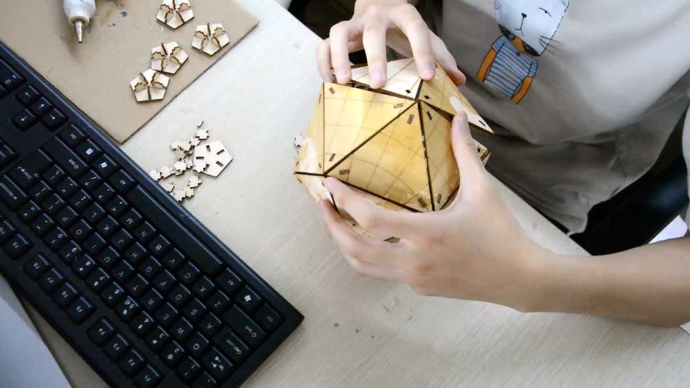 laser cutting wood globe