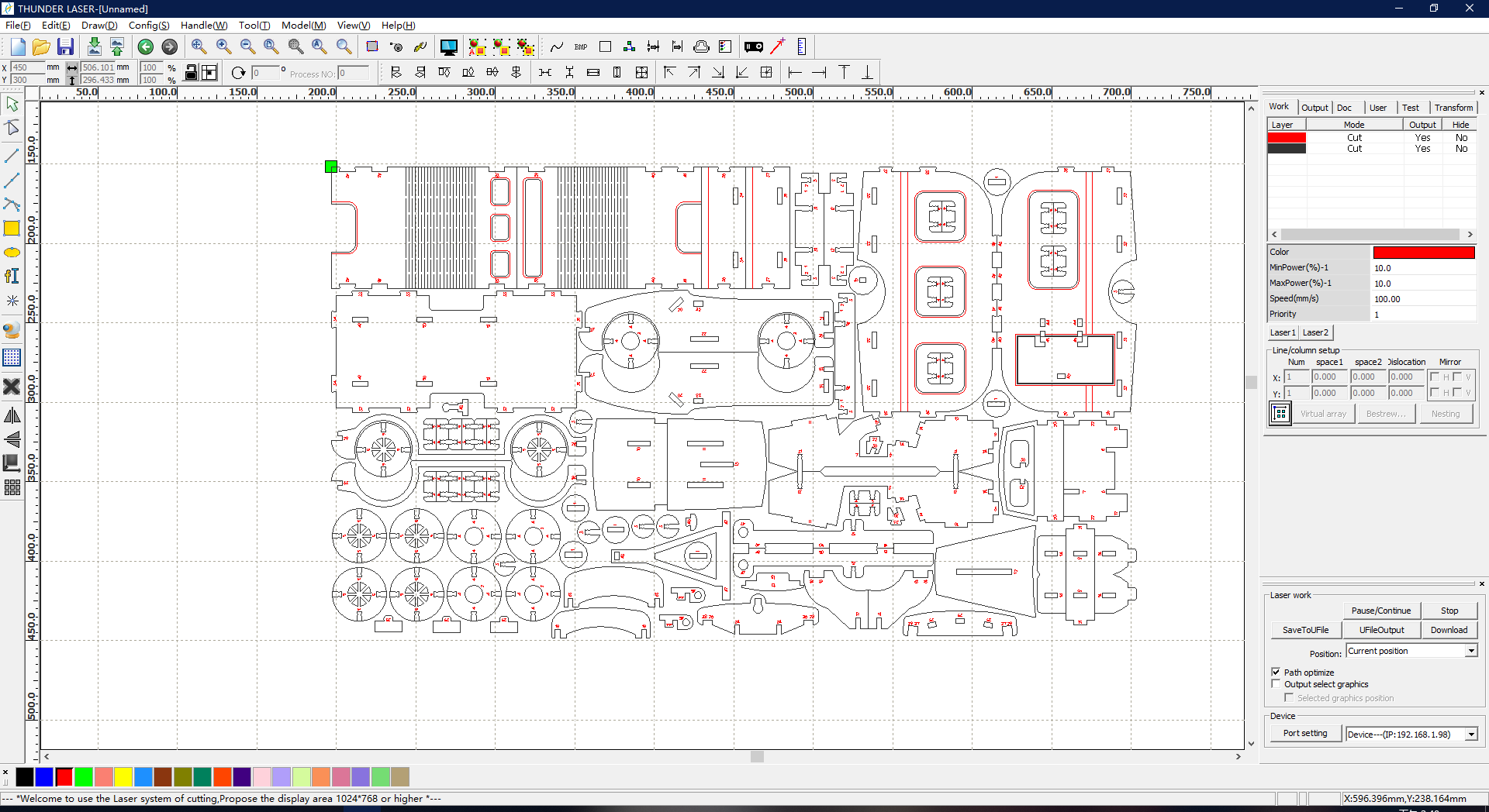 laser cutter setting